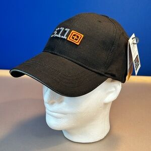 NWT 5.11 Tactical Hat Cap Strap Back Black Canvas Embroidered Logo Loop Mens